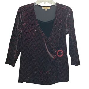 NEW Notations Women's Medium Crossover Blouse with decor